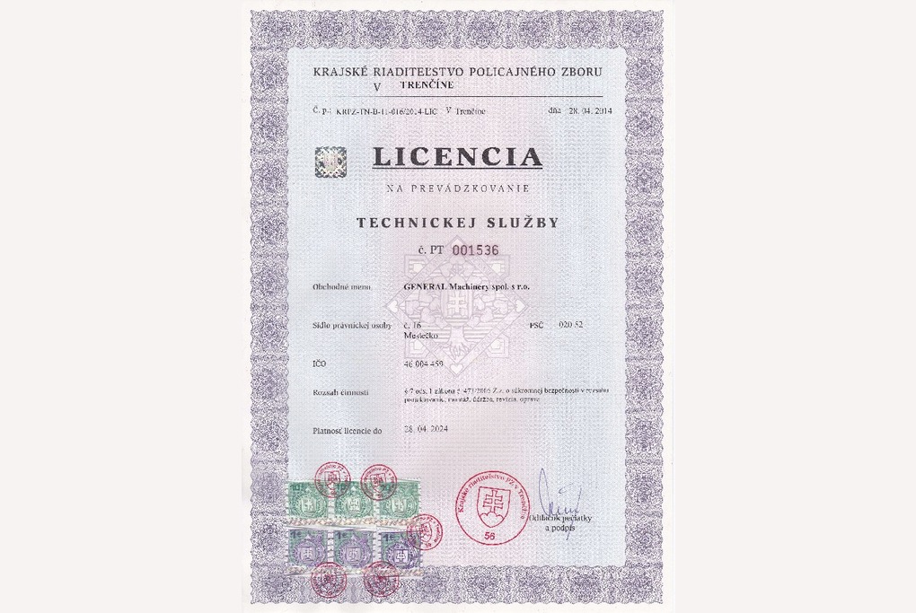 Licencia Technická služba
